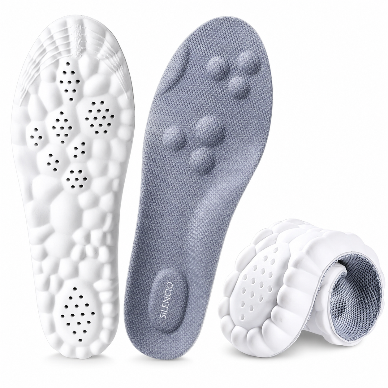 Memory Foam Shoe Insoles Grey Bubble.